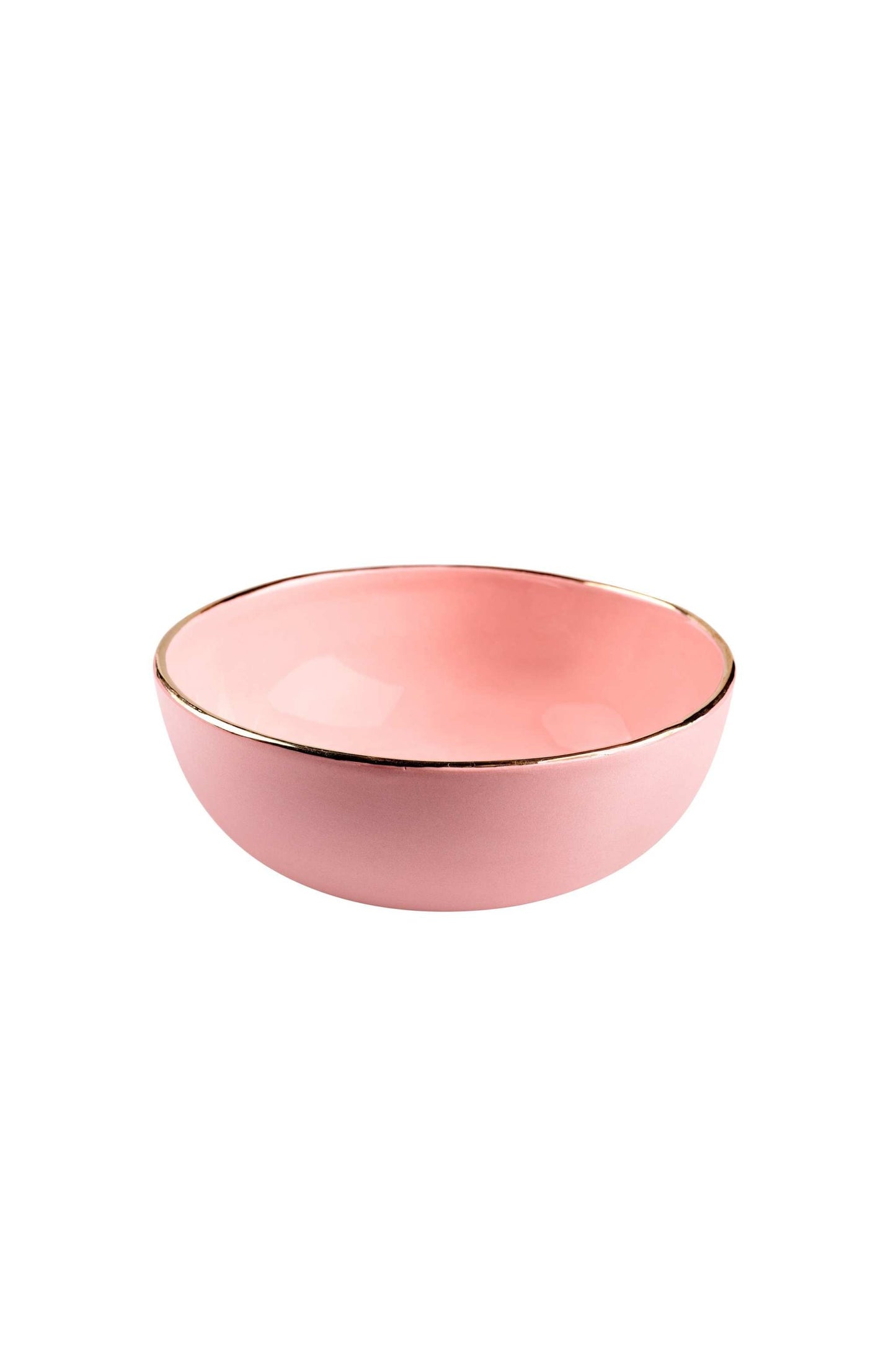 Powder Pink w/ Gold Rim - Porcelain Salad Bowl