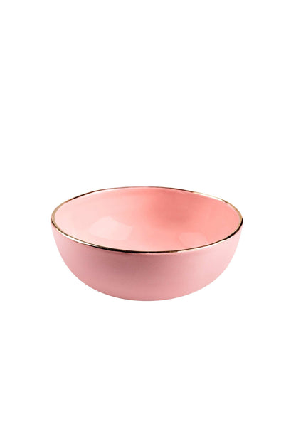Powder Pink w/ Gold Rim - Porcelain Salad Bowl