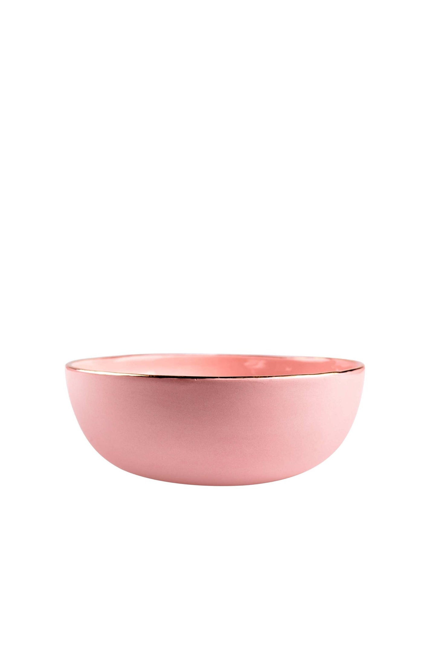 Powder Pink w/ Gold Rim - Porcelain Salad Bowl