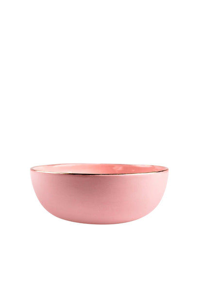 Powder Pink w/ Gold Rim - Porcelain Salad Bowl