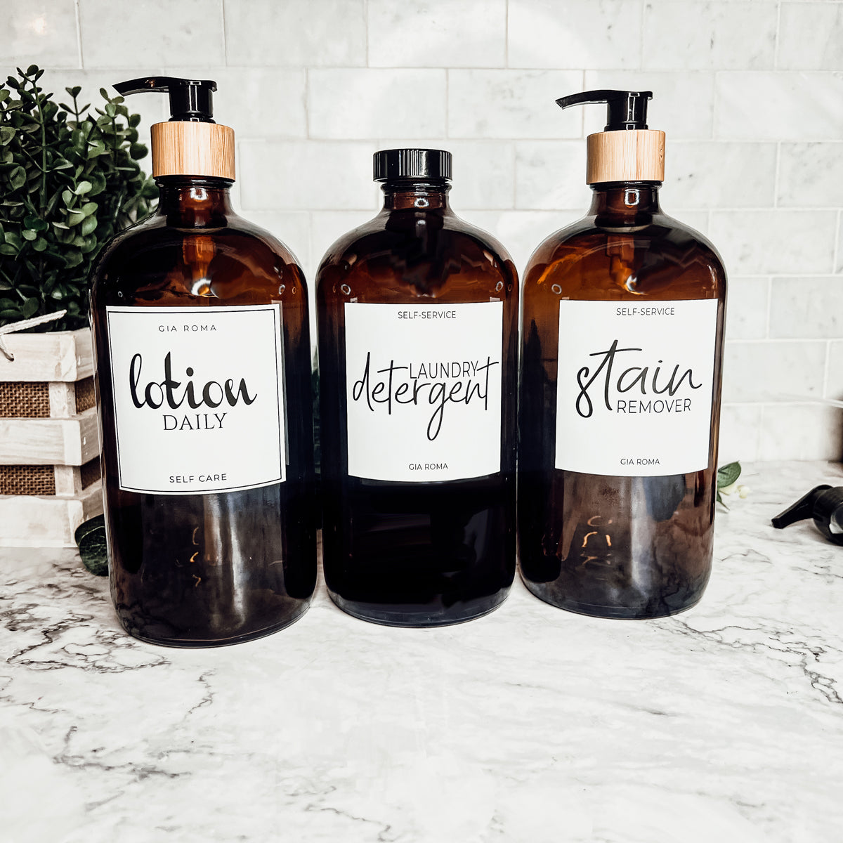 32 Oz Amber Glass Reusable Dispenser Bottle