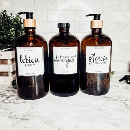 32 Oz Amber Glass Reusable Dispenser Bottle