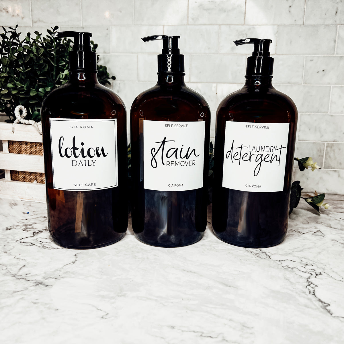 32 Oz Amber Glass Reusable Dispenser Bottle