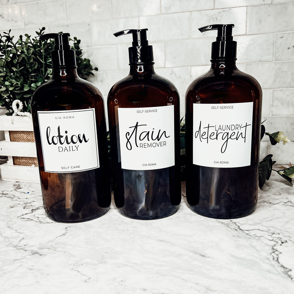 32 Oz Amber Glass Reusable Dispenser Bottle