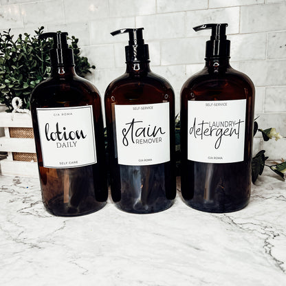 32 Oz Amber Glass Reusable Dispenser Bottle