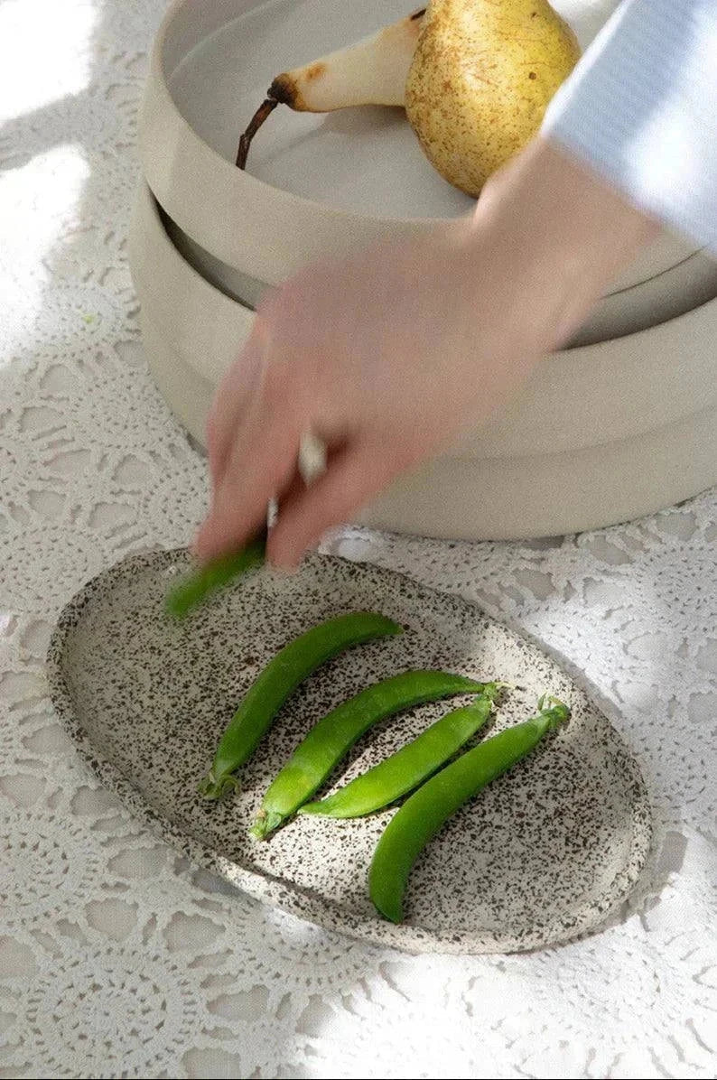 Oats - Stoneware Oval Large Serving Platter