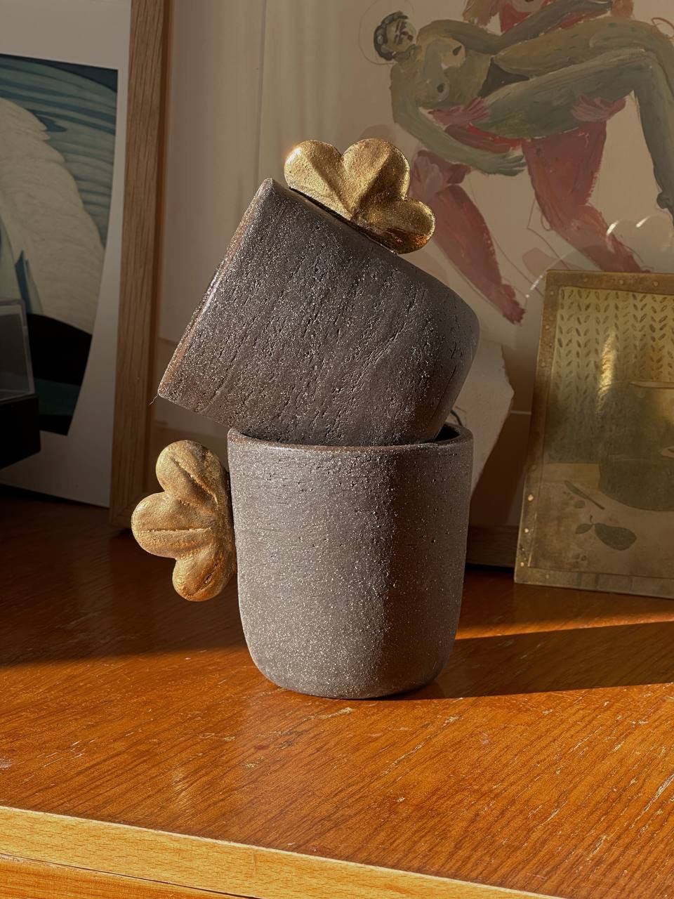 Pumpernickel w/ Gold Leaf - Stoneware Coffee Cup