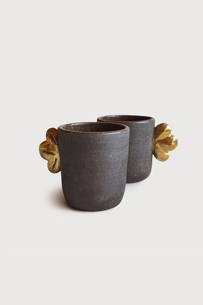 Pumpernickel w/ Gold Leaf - Stoneware Coffee Cup