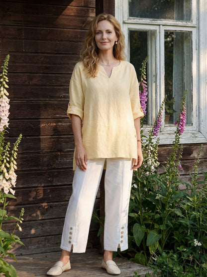 DAPHNEA Curved-Hem Oversized Top