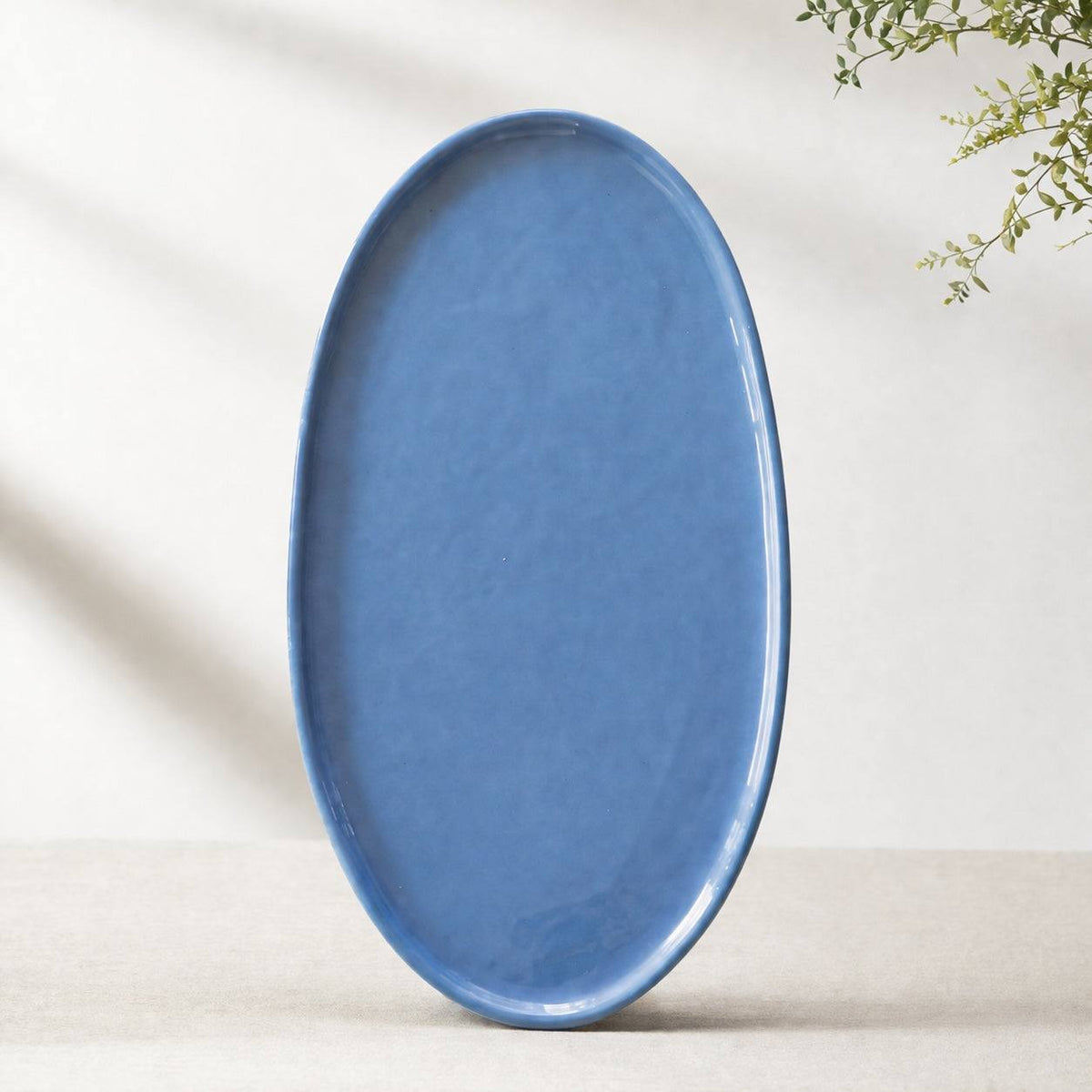 Forget-me-not Blue -  Porcelain Oval Serving Platter.