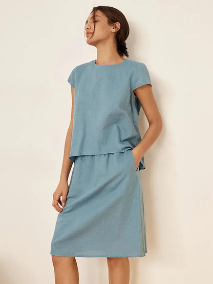 VEDA Blend Cap Sleeve Top & Pencil Skirt Set