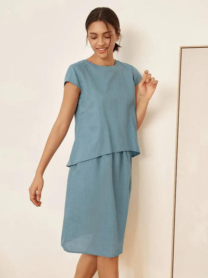VEDA Blend Cap Sleeve Top & Pencil Skirt Set