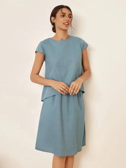 VEDA Blend Cap Sleeve Top & Pencil Skirt Set