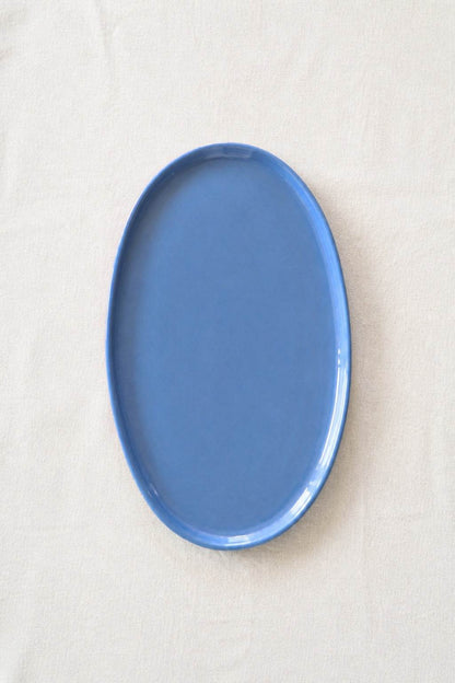 Forget-me-not Blue -  Porcelain Oval Serving Platter.