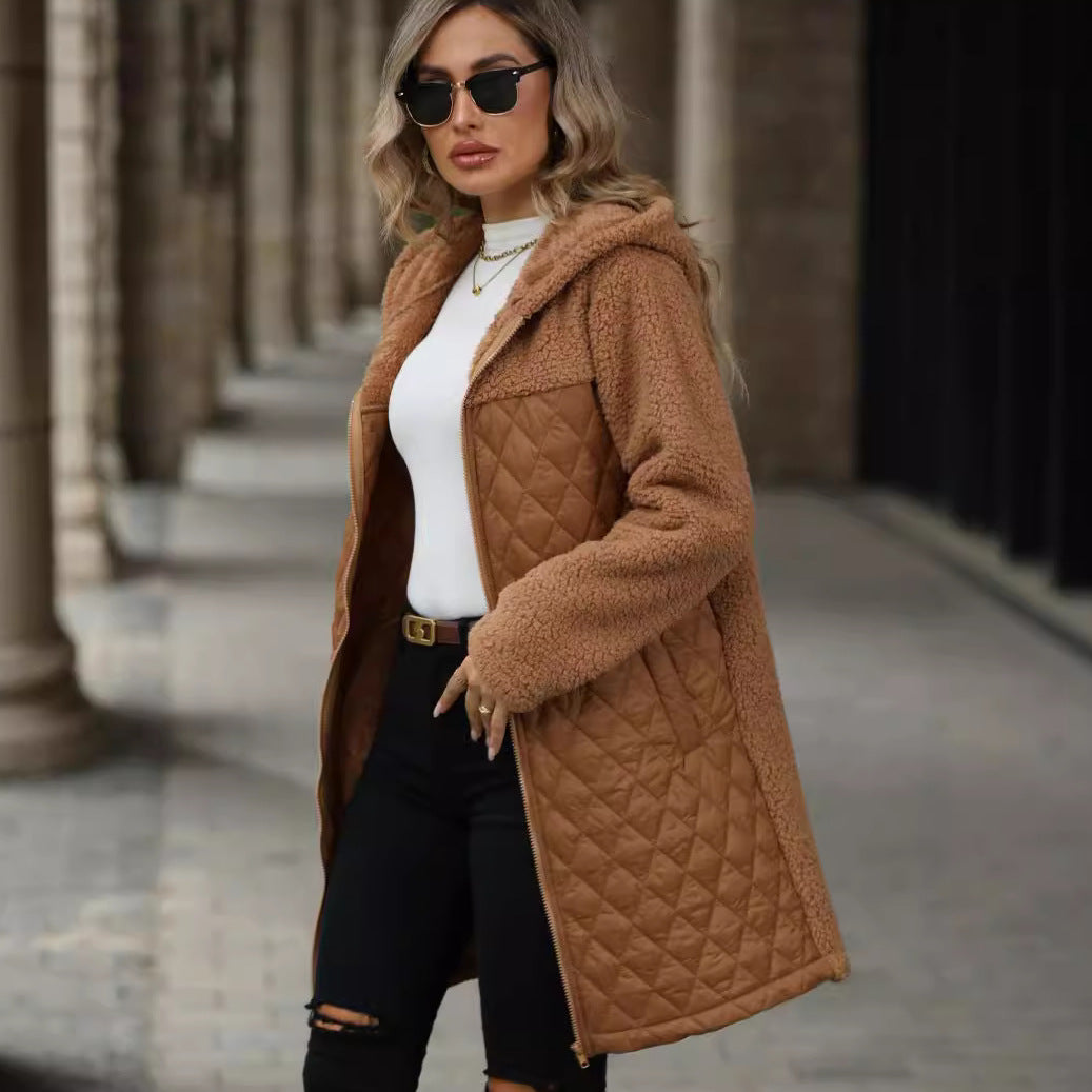 Loose Hooded Zipper Plush Coat