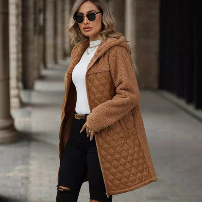 Loose Hooded Zipper Plush Coat