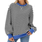 Striped Round Neck Contrast Color Long Sleeve