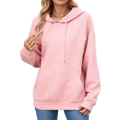 Solid Color Hooded Pocket Loose Pullover