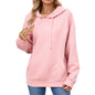 Solid Color Hooded Pocket Loose Pullover