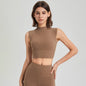 Lycra High Elastic Shockproof Turtleneck Fixed Cup Bra Vest Quick Drying Top