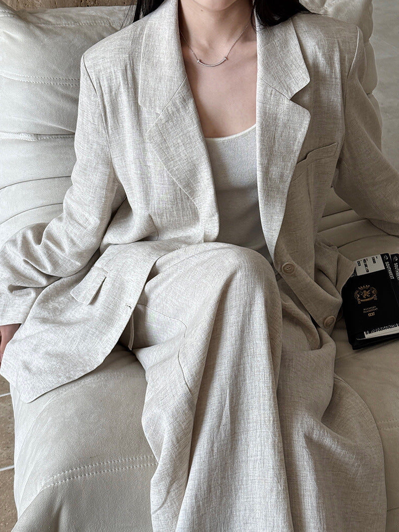 High Grade Linen Blazer Matching Pant Two-Piece Set