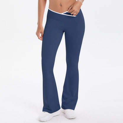Nude Feel Skinny Cross High Waist Wide Leg Bell Bottom Sport Pants