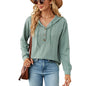 Solid Color Hooded Button Long Sleeve