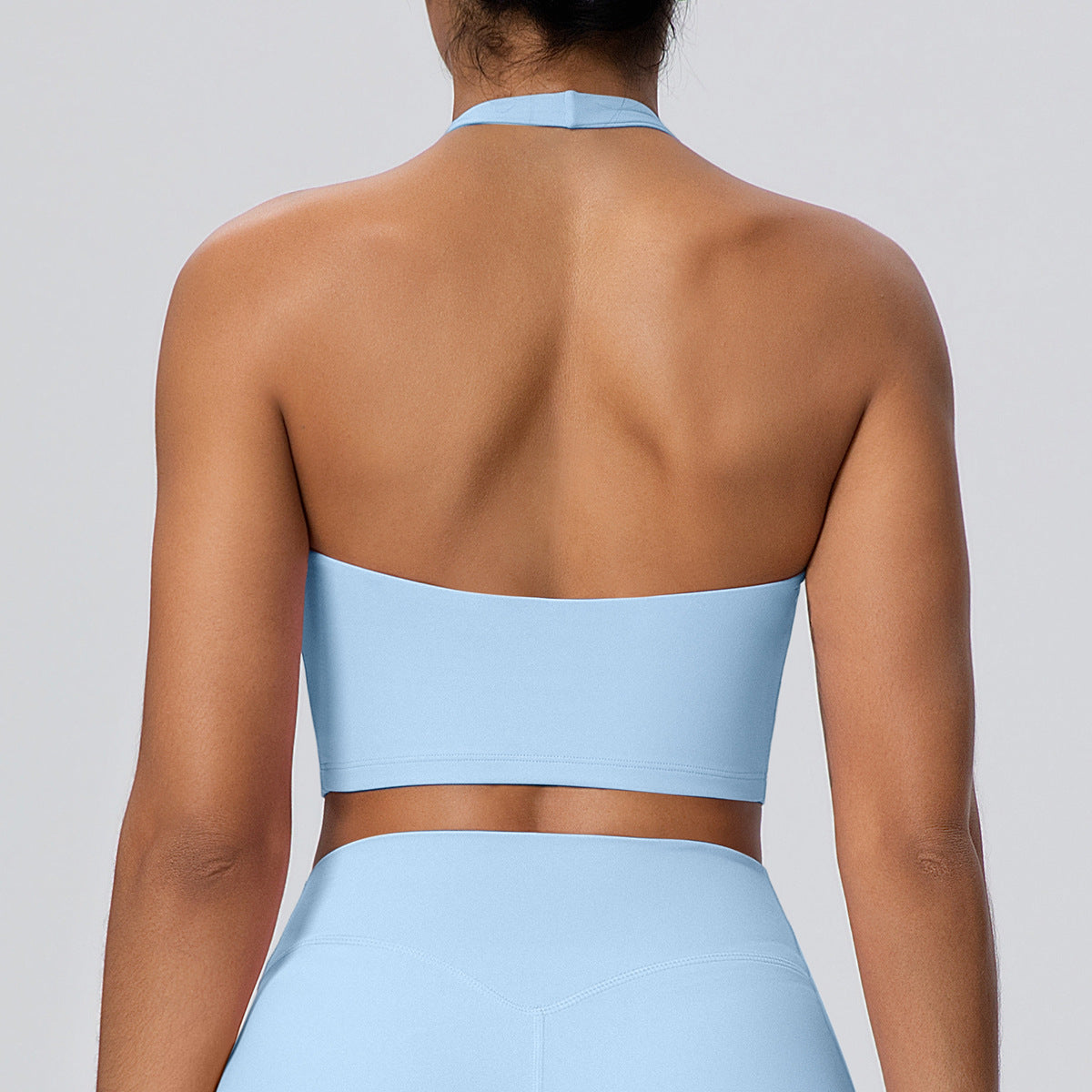 Solid Color Halter Nude Feel Vest Top Chest Pad Sports Bra Underwear