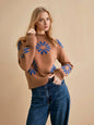 Casual Sleeve Round Neck Floral Sweater