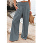 Cotton Linen Elastic Waist Wide Leg Pants