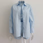 Two Piece Set Solid Color Single Breasted Long Sleeve Collared Shirt Shorts Loose Casual Set