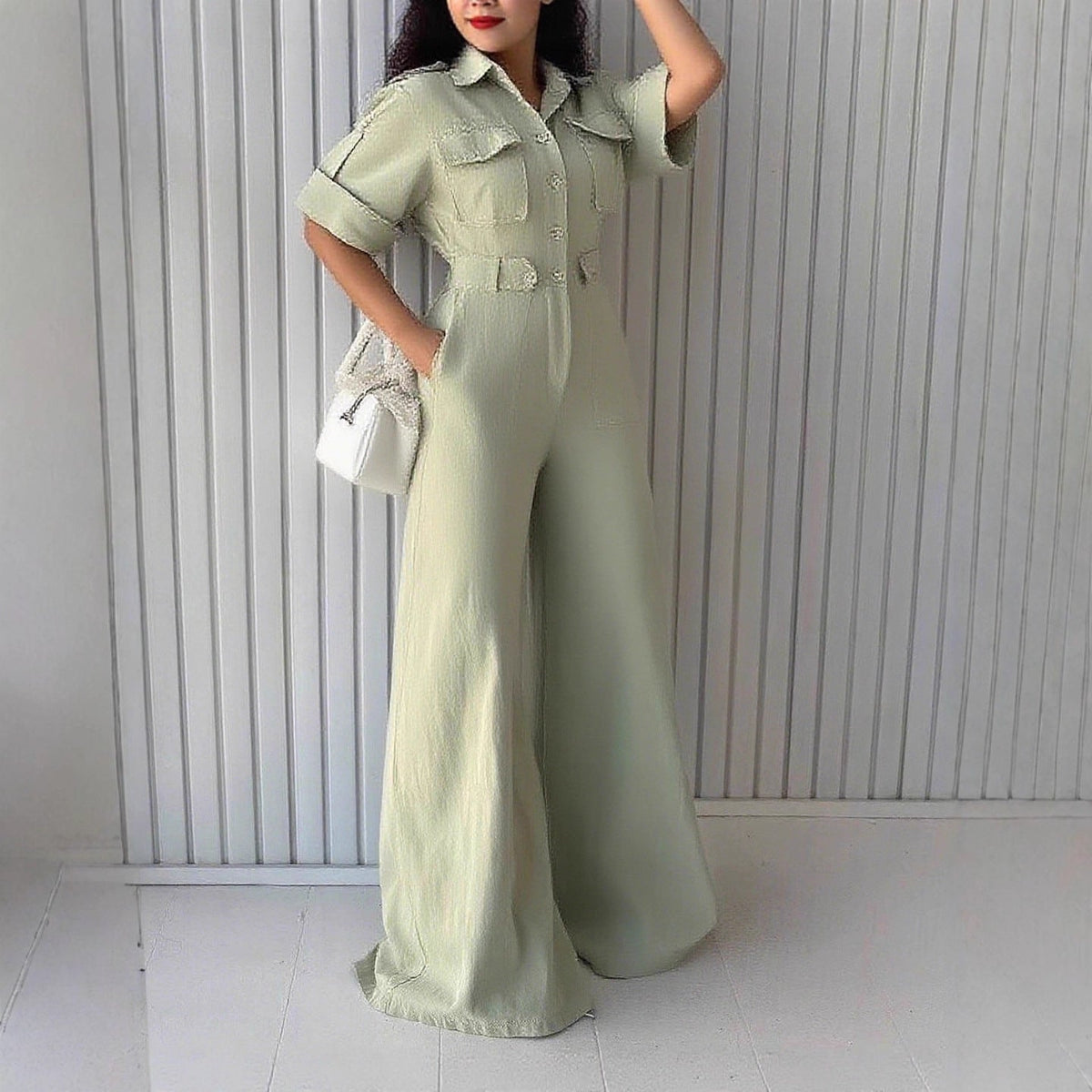 Loose Waist Tight Slimming Wide Leg Jumpsuit