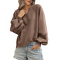 Half Open Collar Long Sleeves Sweater
