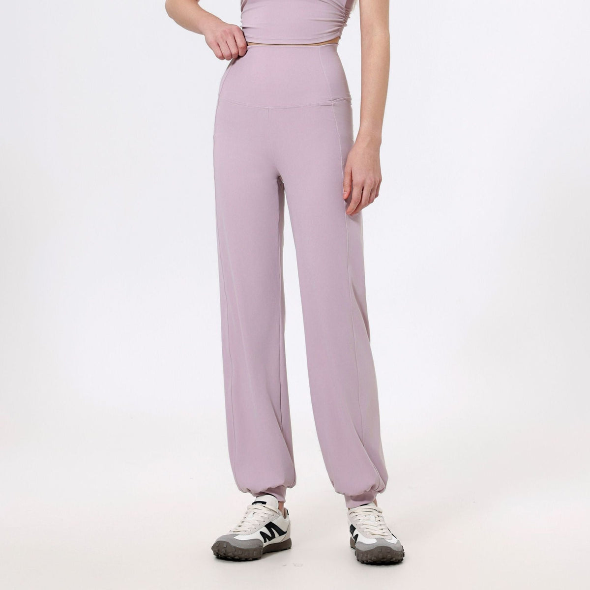 High Waist Belly Loose Straight Ankle Tied Trousers Quick Drying Running Nude Feel