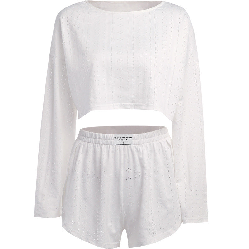 Simple Slim Fit Loose Shorts Two-Piece Set
