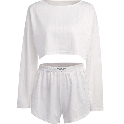Simple Slim Fit Loose Shorts Two-Piece Set