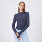 Small Waist Half Zipper Long Sleeve Blouse