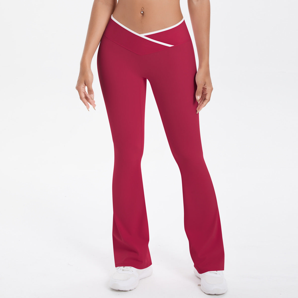Nude Feel Skinny Cross High Waist Wide Leg Bell Bottom Sport Pants