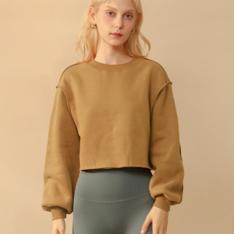 Fleece Lined Cropped Long Sleeved Fitness Top