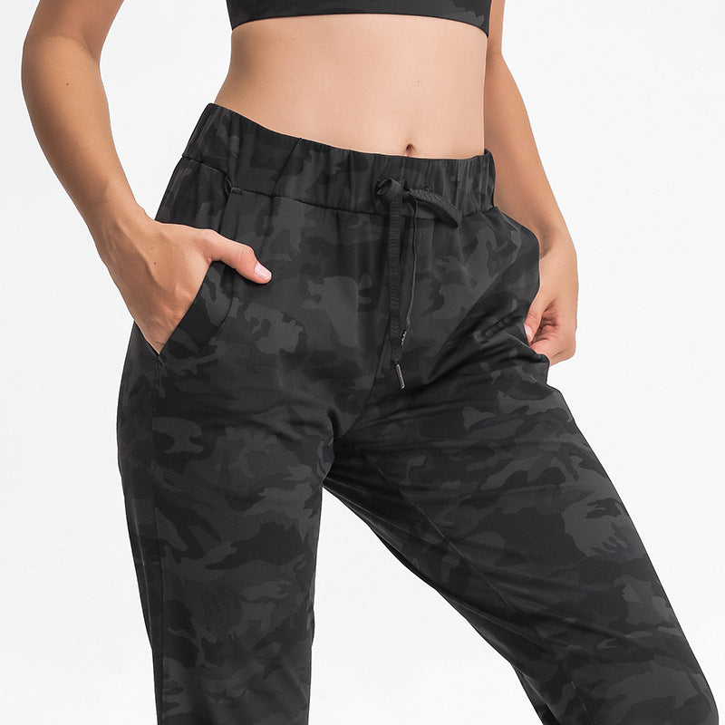 Elastic Lace-up Waist Simple Straight Cropped Pants