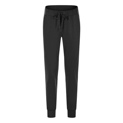 Elastic Lace-up Waist Simple Straight Cropped Pants