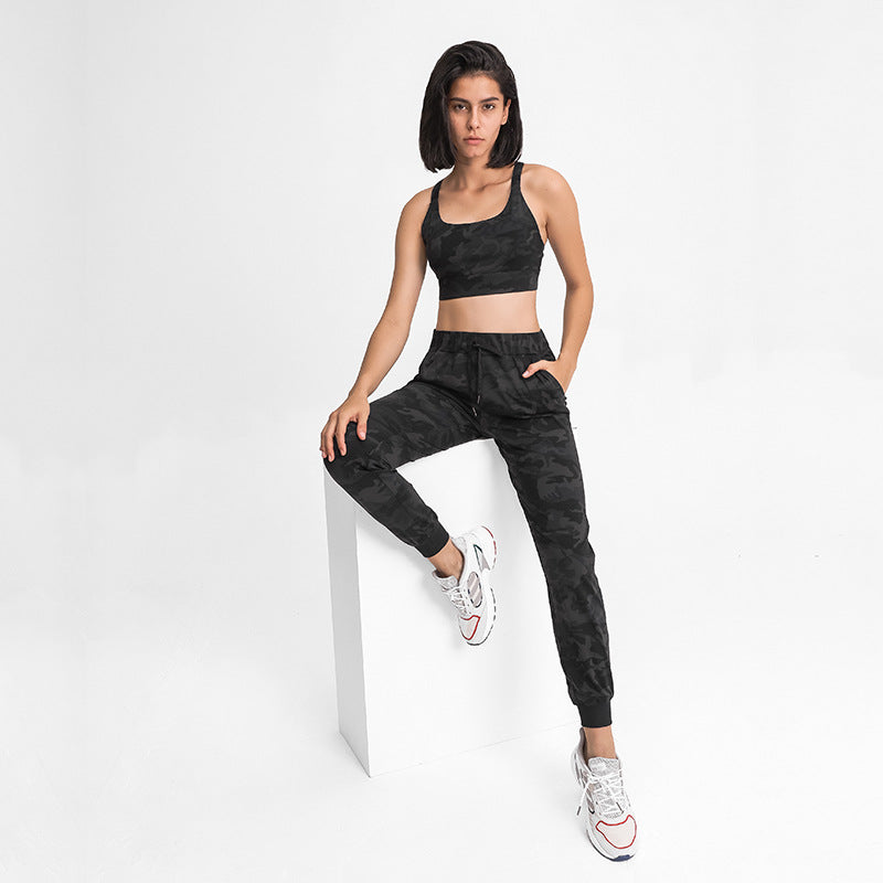 Elastic Lace-up Waist Simple Straight Cropped Pants