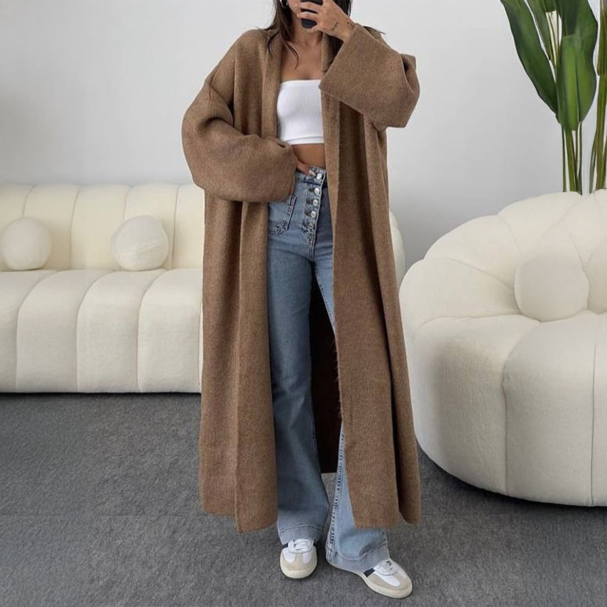 Long Sleeve Wool Overcoat Sweaters