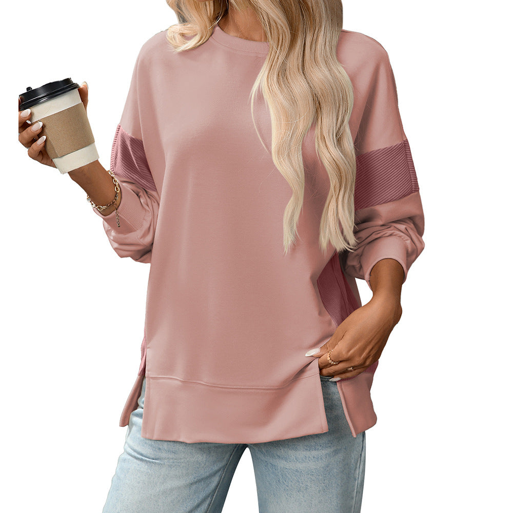 Round Neck Multicolor Casual Loose Sweatshirt