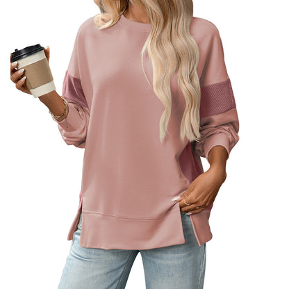 Round Neck Multicolor Casual Loose Sweatshirt