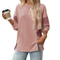 Round Neck Multicolor Casual Loose Sweatshirt