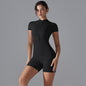 Zipped Short Sleeve Slim Fit One-Piece Jumpsuit
