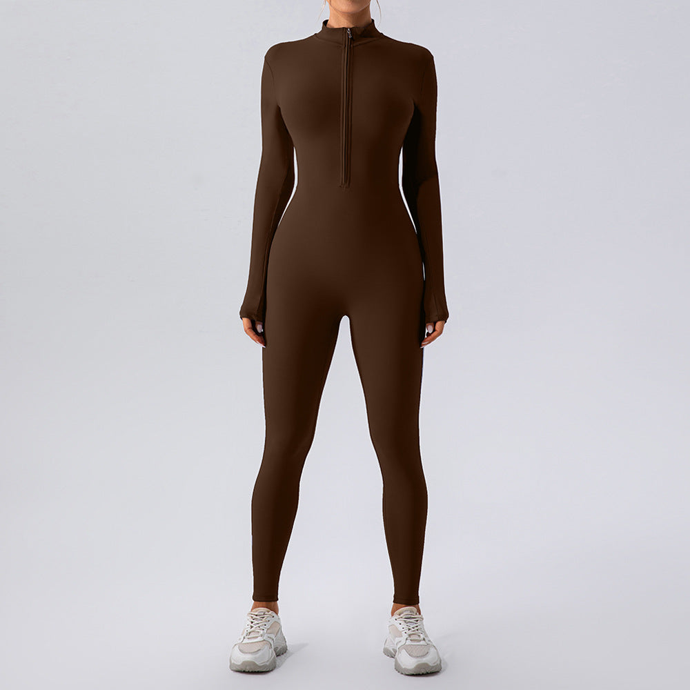 Zipped Nude Feel Long Sleeve Body Suit