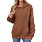 Solid Color Hooded Pocket Loose Pullover
