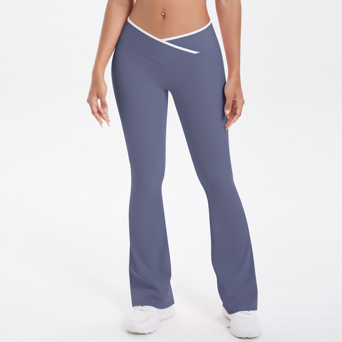 Nude Feel Skinny Cross High Waist Wide Leg Bell Bottom Sport Pants